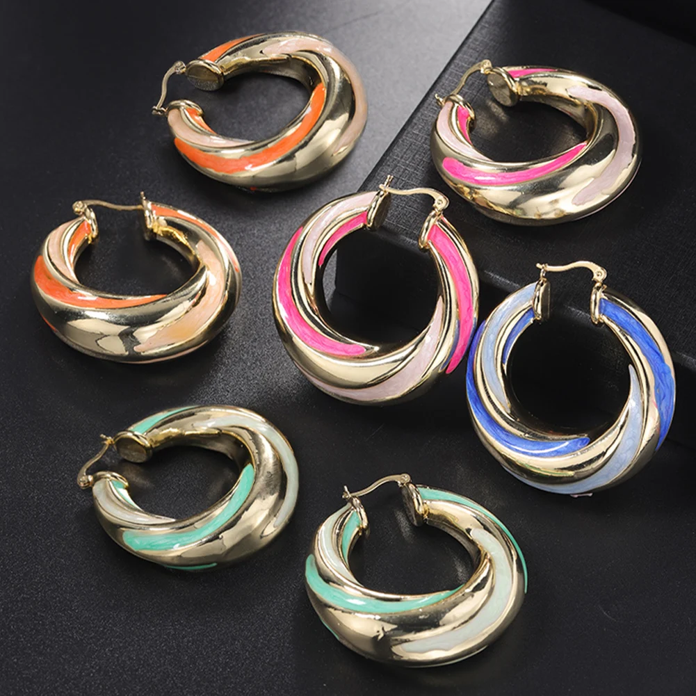 

D&Rui 2023 New Round Style Enamel Earrings Gorgeous Bohemian Style Women's Jewelry Accessories Bridal Earrings Party Gift