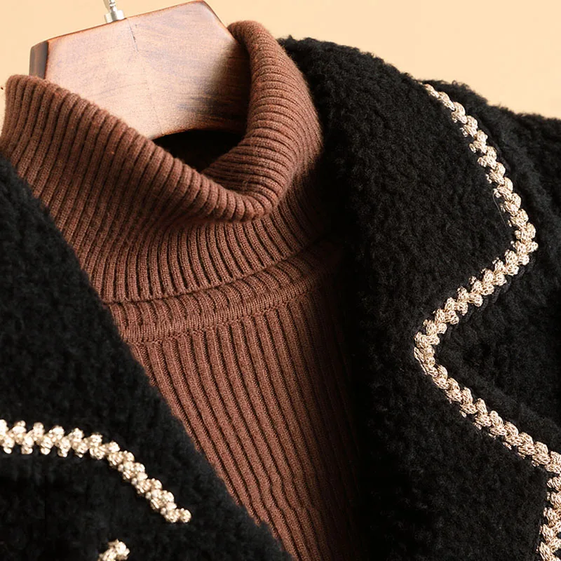 Winter Women Fake Wool Fur Coat 2022 New Europe America Warm Fluffy Jacket Overcoat Luxury Designer Street Fashion Free Shipping