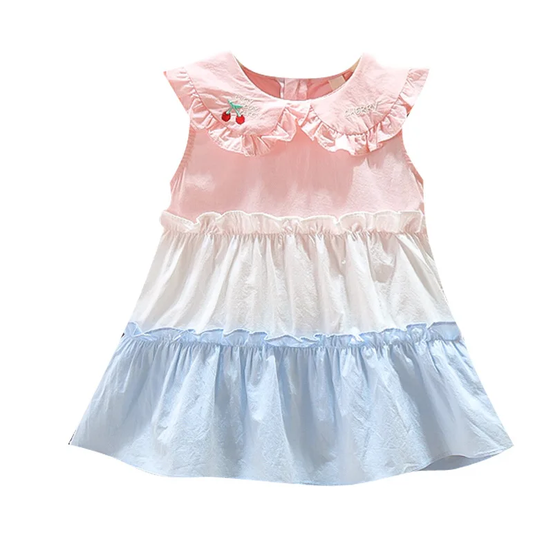 

RiniLucia 2022 Summer Newborn Dress Fashion Ruffles Doll Collar Cute Princess Beach Dresses Little Girls Rainbow Clothing