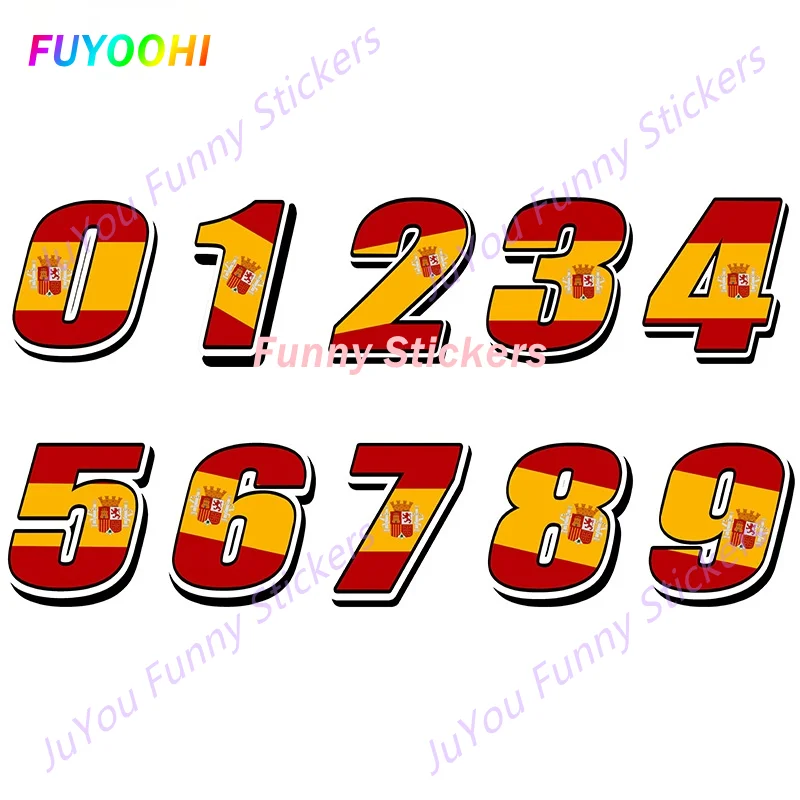 

FUYOOHI Funny Stickers Exterior Accessories Spain Spanish Flagl Car Styling Racing Number Motocross Sticker Bike Decals