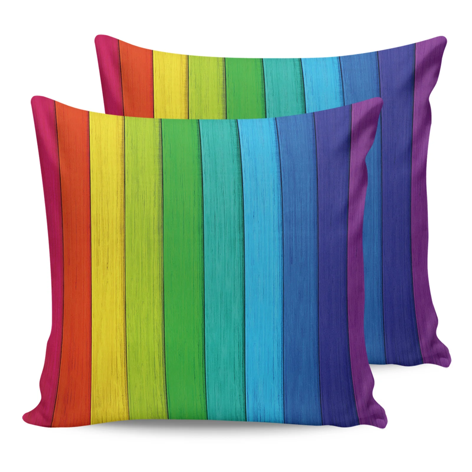 

2PC Pillowcase Rainbow Vintage Wood Grain Sofa Cushion Cover Bedding Dakimakura Pillow Cover House Home Decorative Pillow Cases