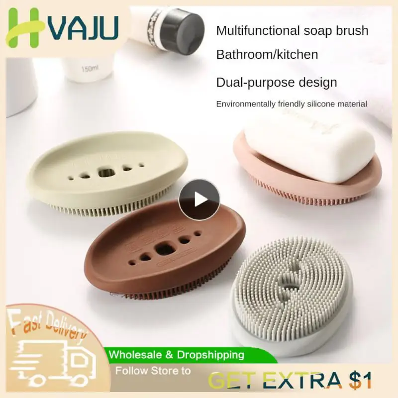 

Bathroom Accessories Shower Soap Dish Nordic With Brush Soap Tray Multifunctional Household Sponge Holder Laundry Tool Creative