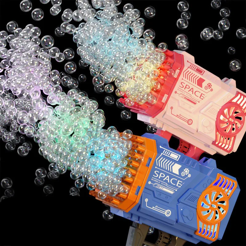 

Bubble Bazooka Gun Rocket Holes Soap Bubbles Machine Gun Shape Automatic Blower with Light Toy for Kids Gift Bazooka Bubble Gun