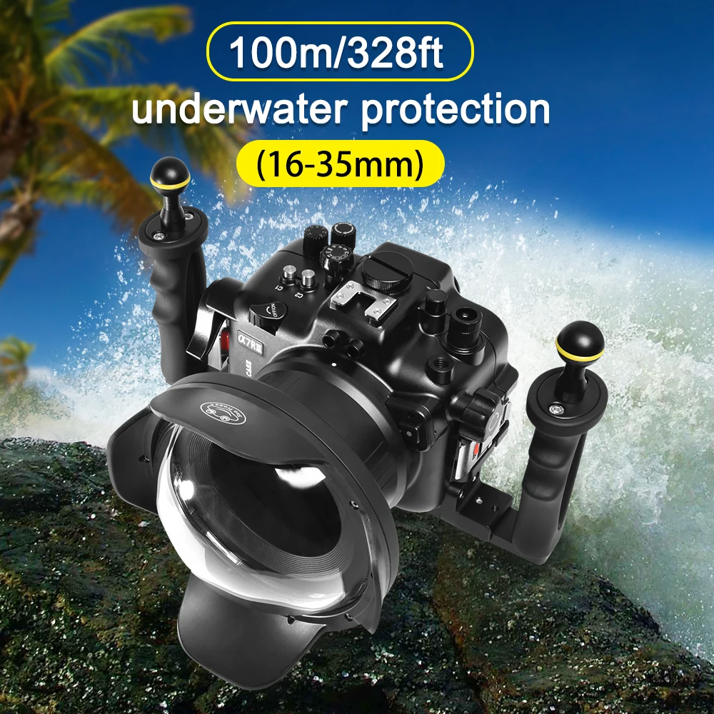 

Pre-Order IPX8 Waterproof Underwater 100m Drifting Surfing Swimming Diving Case Aluminum Alloy Housing For Sony A7RIII