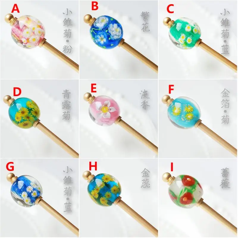 

Anime Japanese Style Glass Chrysanthemum Cosplay Prop Hairpin Headdress Komono Accessories Cosplay Prop