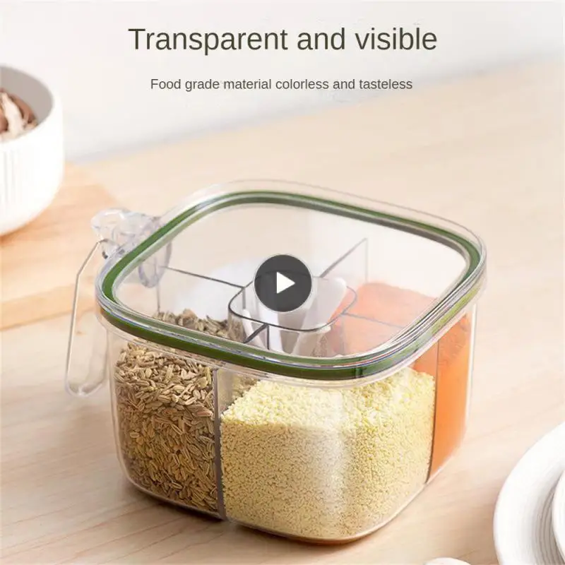

Pet Silicone Convenient Seasoning Box Multi-grid Seasoning Jar Combination High Quality Durable Shakers Transparent Green/orange
