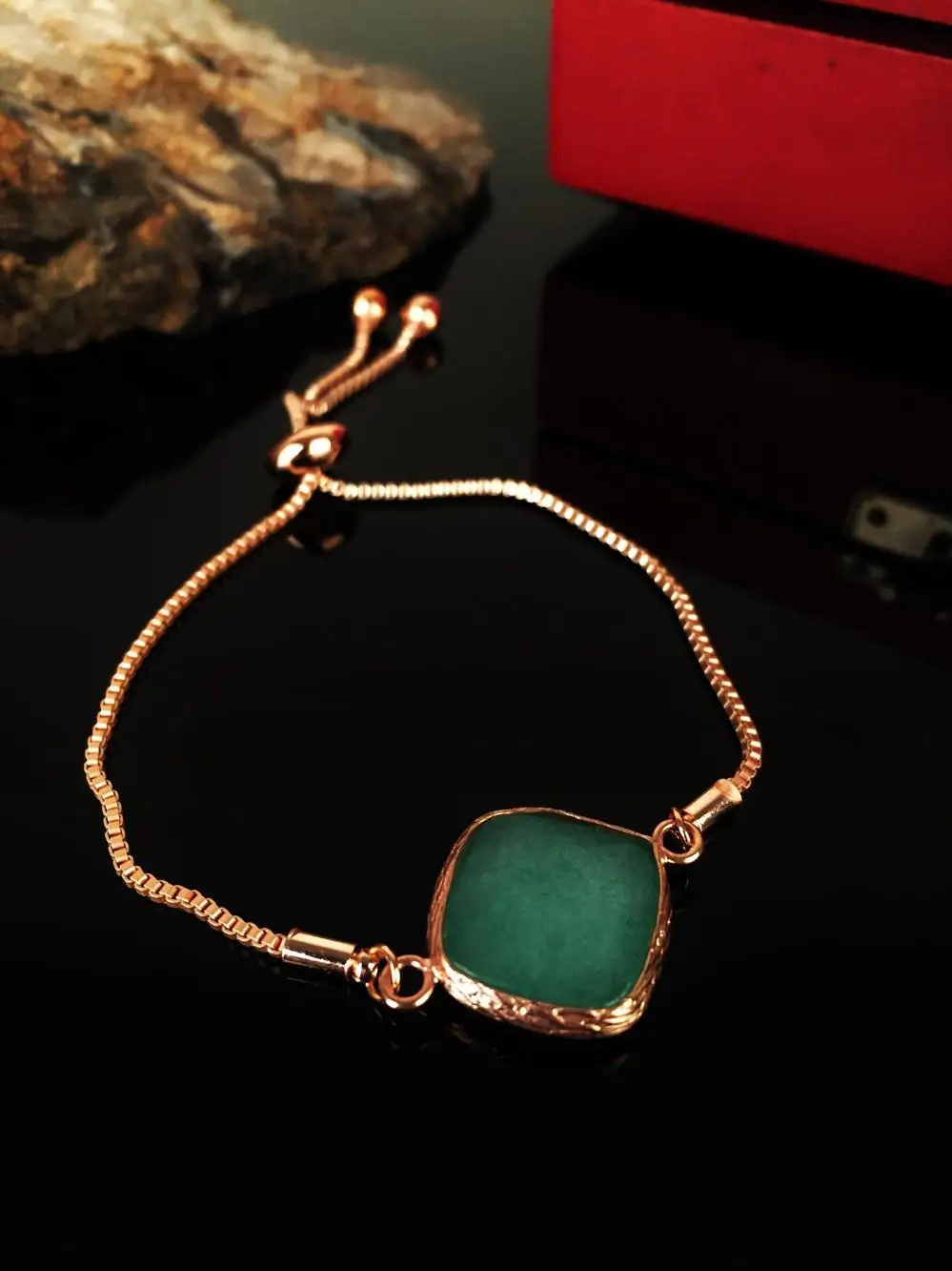 

Женский браслет из натурального агата, покрытый розовым золотом, Krb151