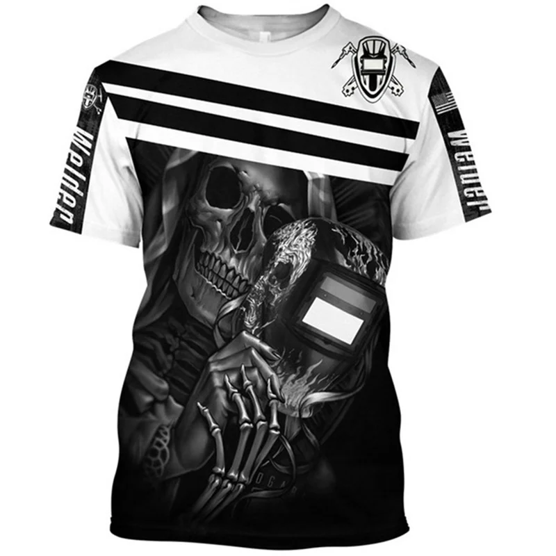 

2022 Brand New Men's T Shirt Casual Skeleton Graphic 3D Printed Harajuku Hip Hop Oversized Short Sleeve Summer Vintage Tee Man
