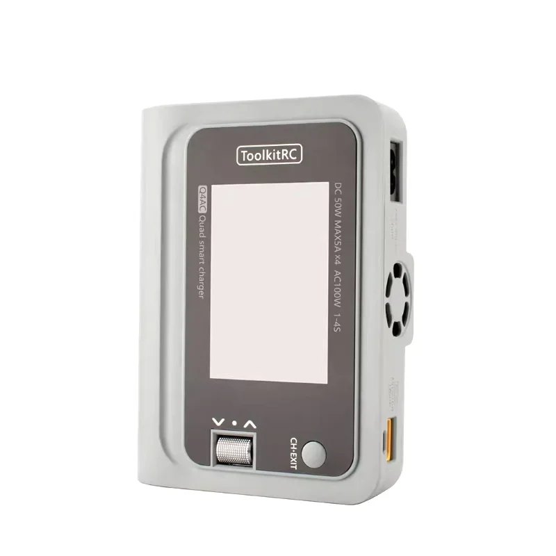 ToolkitRC Q4AC Четырехканальное балансное зарядное устройство AC/DC 1-4S IPS-экран Роликовый