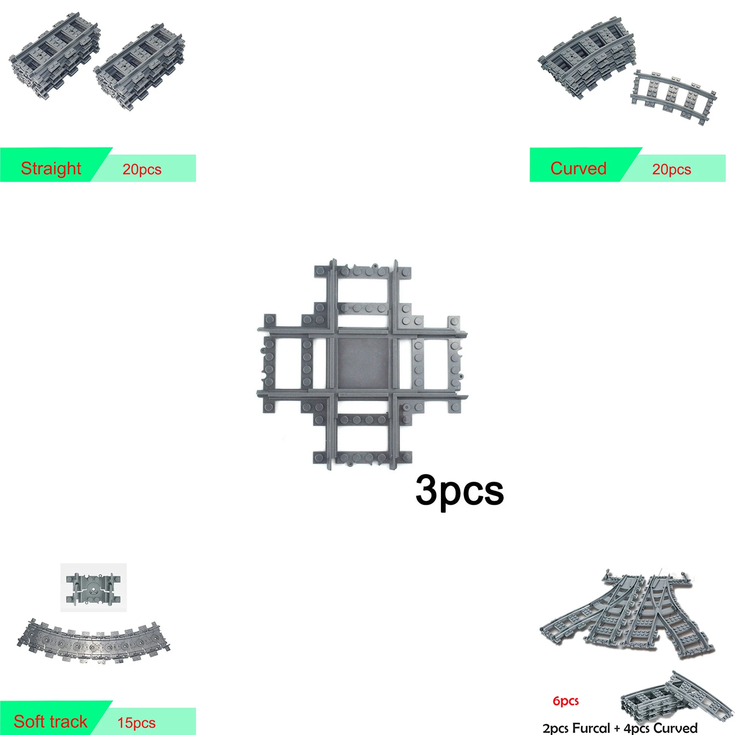 Строительные блоки треки для поезда 4519 поперечная дорожка прямые изогнутые