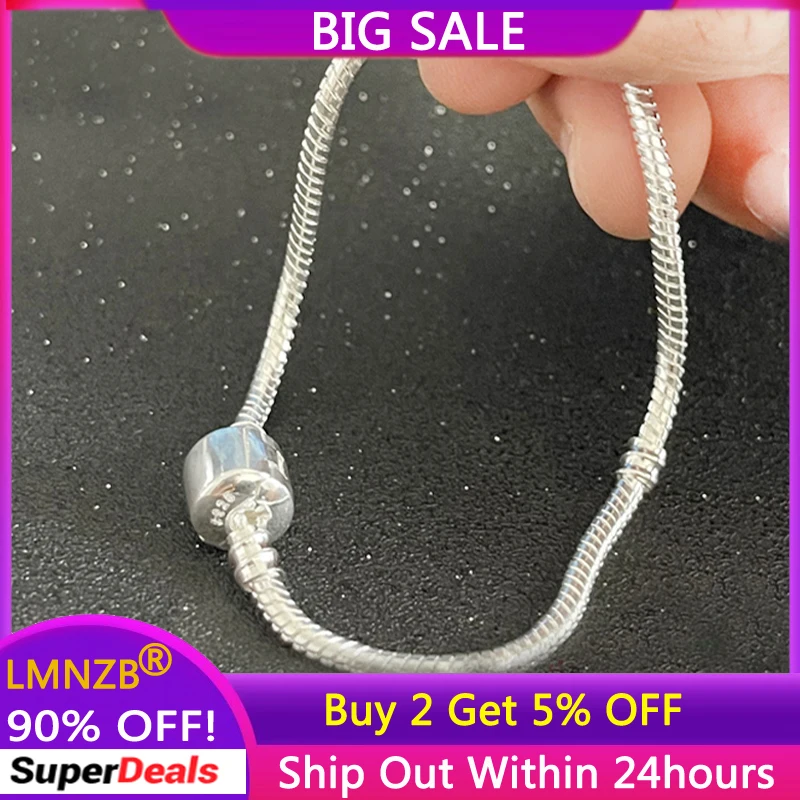 

LMNZB With Credentials Original Tibetan Silver Bracelets Suitable for Beads Charms Wrist Chain Women DIY Jewelry Wholesale