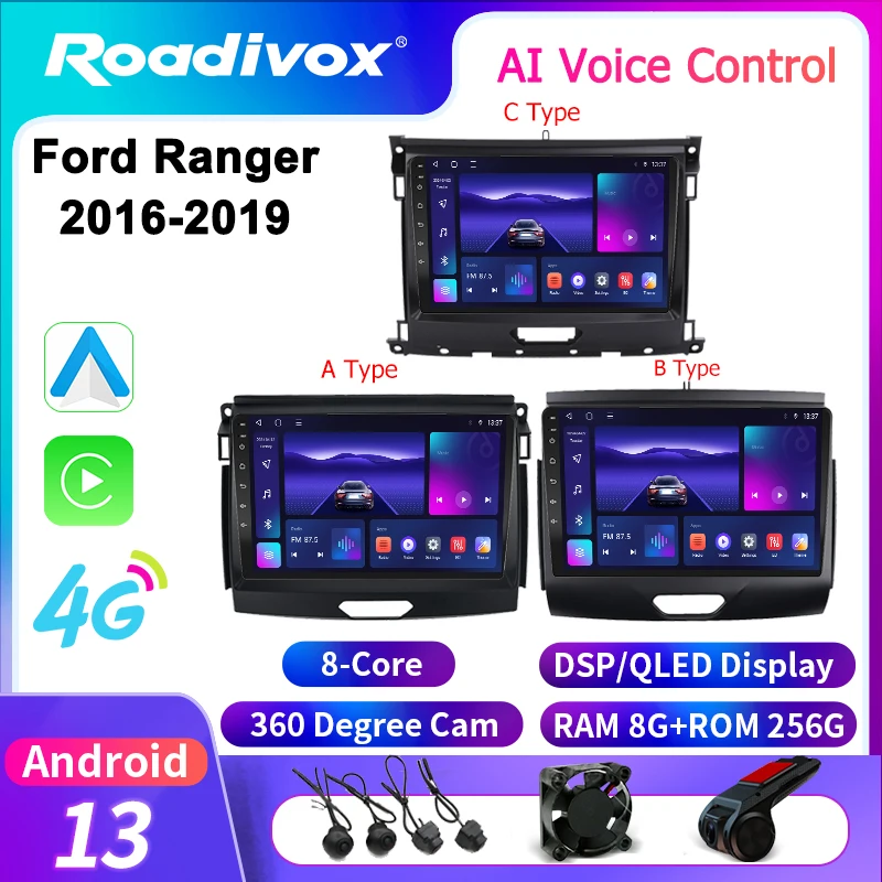Автомагнитола roadivox на Android для Ford Ranger 2016-2019 GPS-навигация видеоэкран
