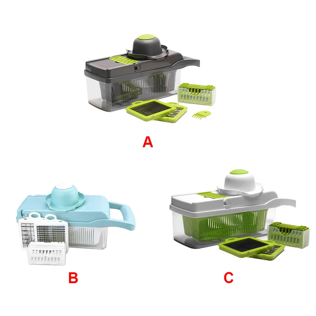 

Многофункциональный Набор для нарезки овощей, кухонная терка для фруктов из нержавеющей стали, пластиковый измельчитель, набор для измельч...