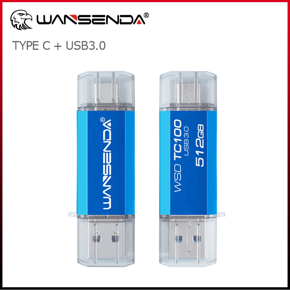 

WANSENDA OTG Type-C USB Flash Drive 512GB 256GB USB 3.0 Pen Drive 128GB Cle USB Stick 64GB 32GB 16GB Pendrive for Type-C/PC