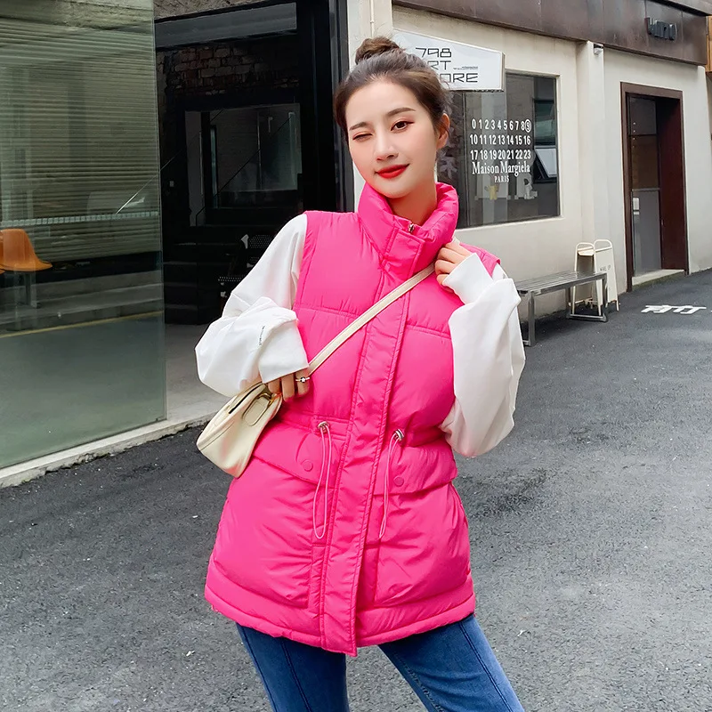 

Womens Parkas Vest Jackets Coats Rose With Zipper Jacket Female Casual Fashion Waistcoat Ladies Sleeveless Solid Woman Outwear