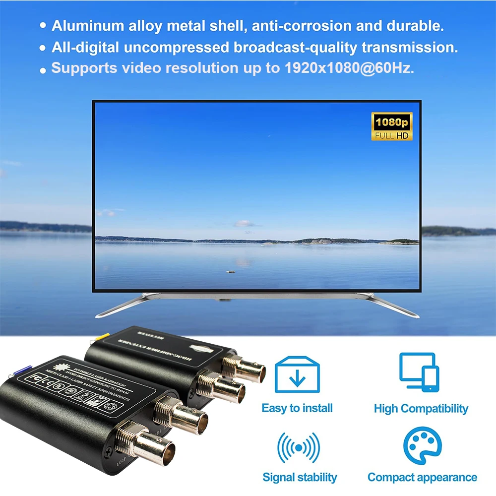 Оптоволоконный удлинитель 3G-SDI 1080p@60Гц, 20 км, одноволоконный, с выходом LC Loop Out, реклокинг, мини-конвертер SDI (art.: 3920da39b8aee) - 3920da39b8aee
