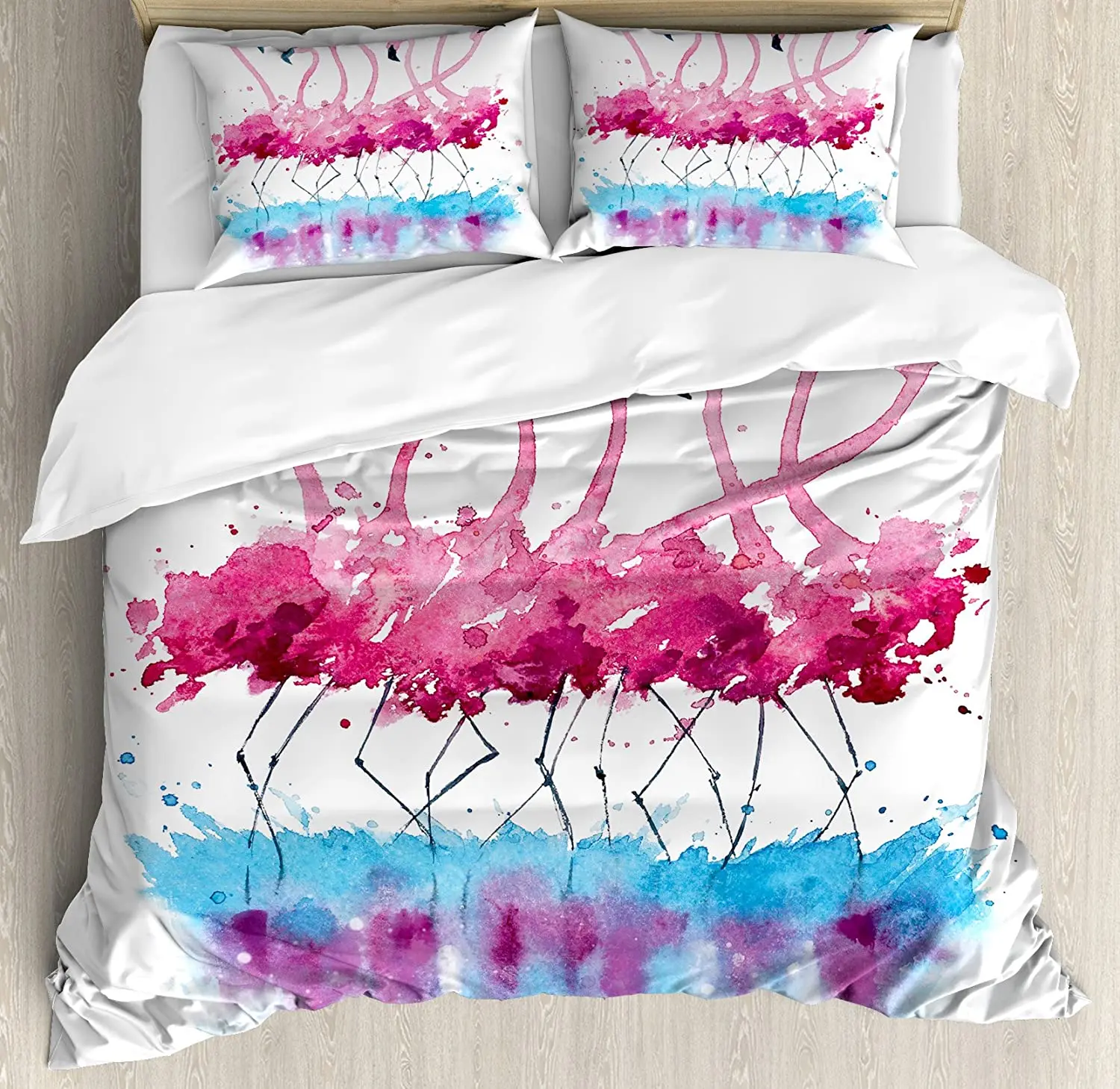 

Animal 3pcs Bedding Set Flamingos Love Birds Feather Romance Bru Duvet Cover Set Bed Set Quilt Cover Pillow Case Comforter Cover