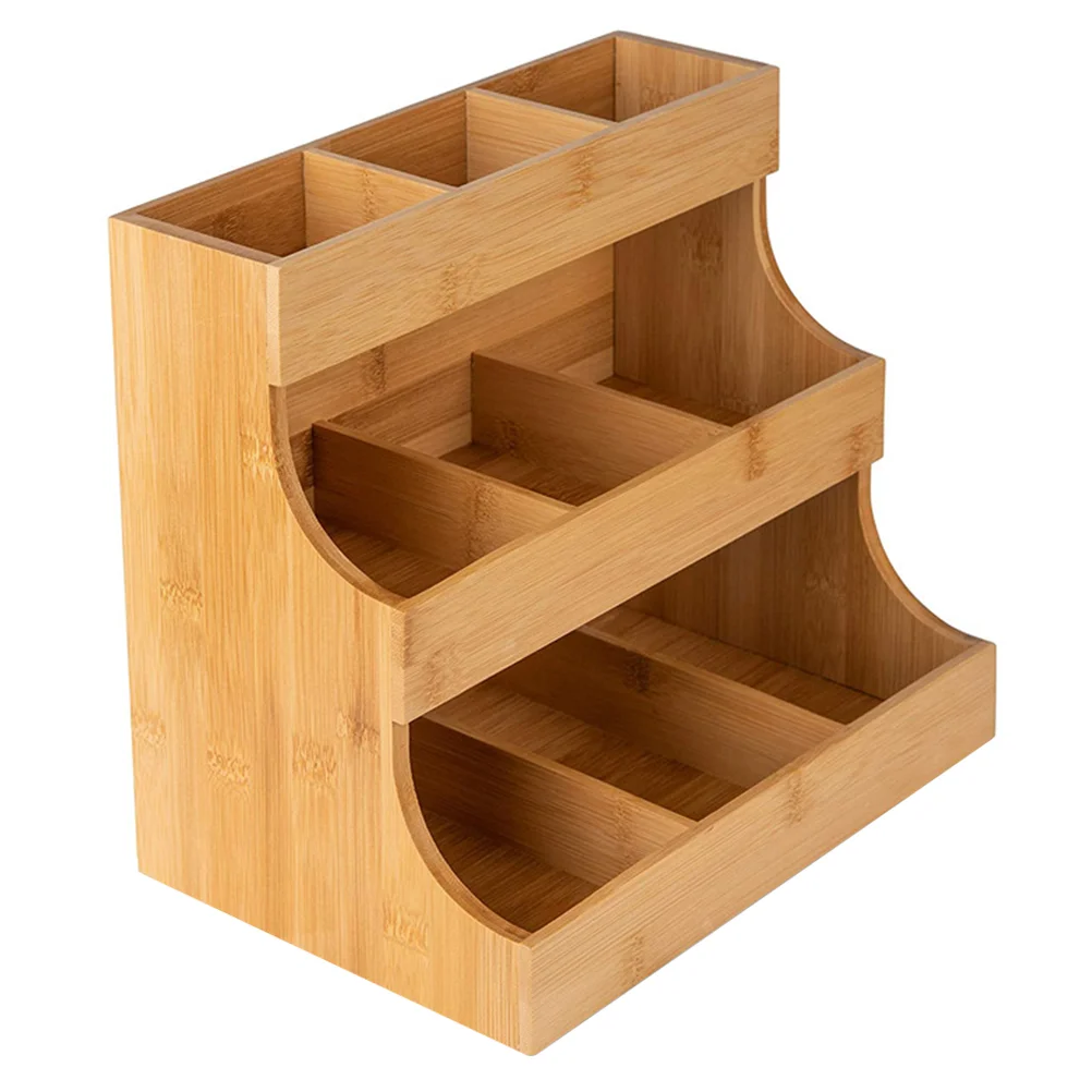 

Organizers Holder Compartment Tea Storage Containers Coffee Rack Condiment Box Stand Creamers Wooden Organizer Bin Milk Bag