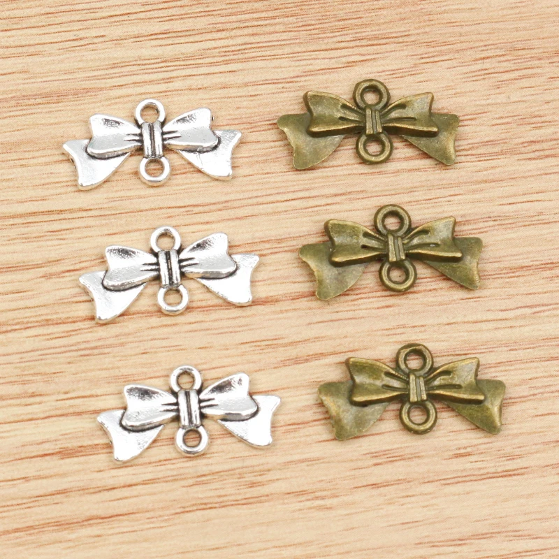 

30 шт 20x10 мм Античное посеребренное бронзовое покрытие галстук-бабочка ручной работы подвески: сделай сам для браслета ожерелье