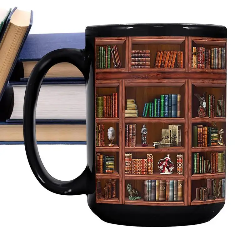 

Large Capacity Ceramic Cup Library Bookkeeper Ceramic Coffee Mark Mug 430ml Bookshelf Cup Printed On Both Sides For Book Lovers