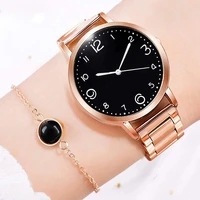 2022 new fashion%c2%a0watch women luxury simple steel band watch wristwatch ladies big dial quartz clock bracelet watch set reloj%c2%a0