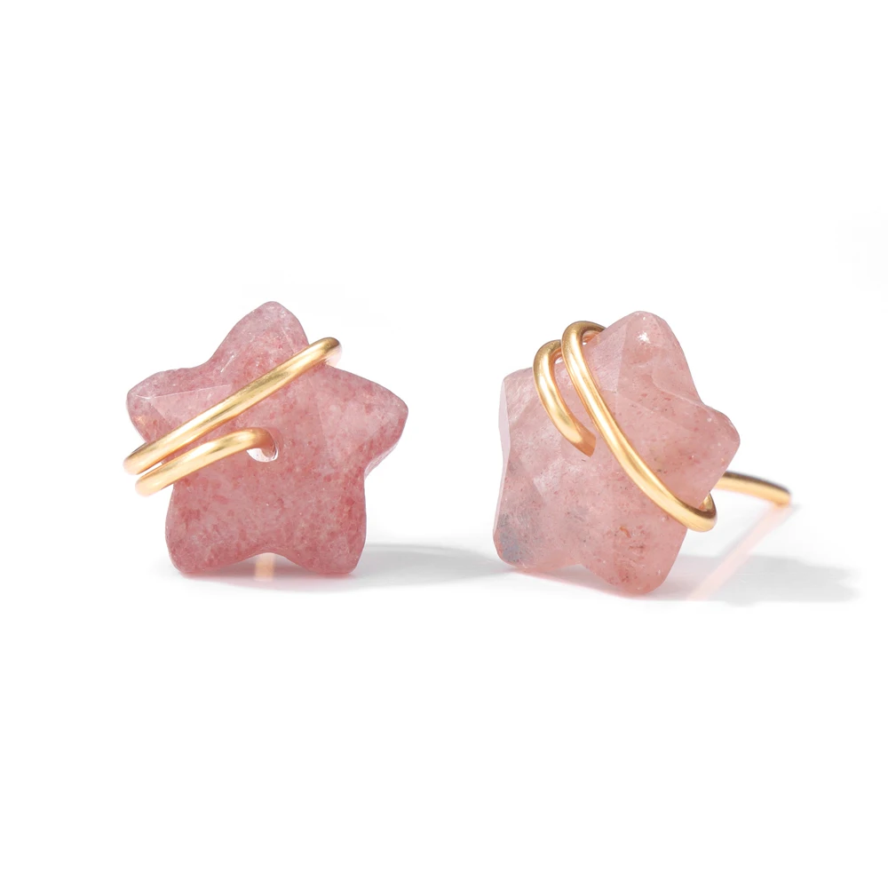 2024 новые милые серьги-гвоздики с камнем в форме звезды лазурит Амазонит кварц