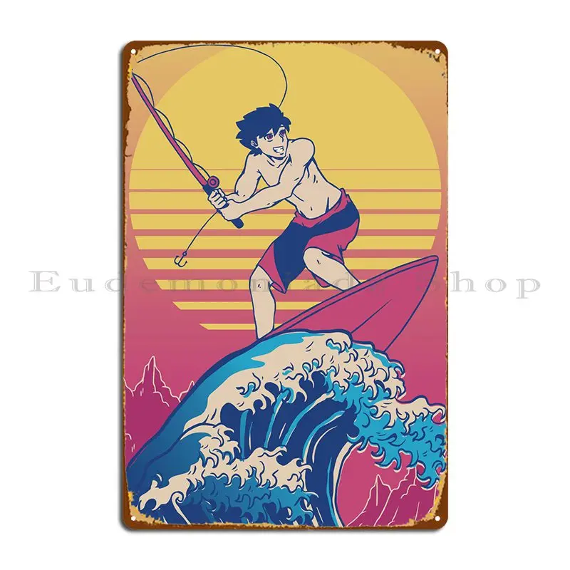 

Fishing Anime Boy Metal Sign Cinema Club Designs Funny Bar Tin Sign Poster