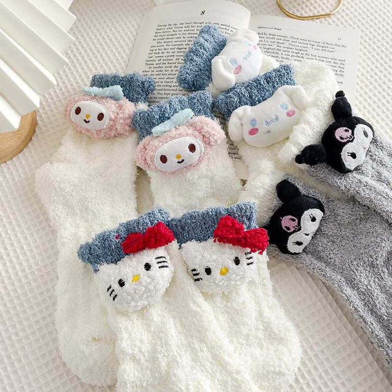 

Cartoon, plush socks, female, cute, coral velvet, winter, носки детские, meias,calcetines niño,stich，bebe niña