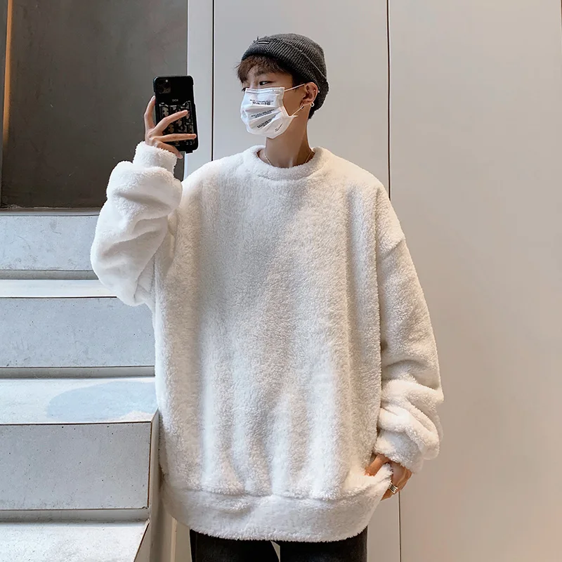 Свитшот мужской с круглым вырезом красивая универсальная мешковатая теплая