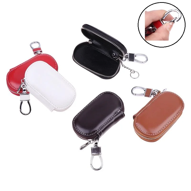 

Leather Car Key Wallets Men Key Holder Housekeeper Keys Organizer Women Keychain Covers Zipper Key Case Bag Unisex Pouch Purse