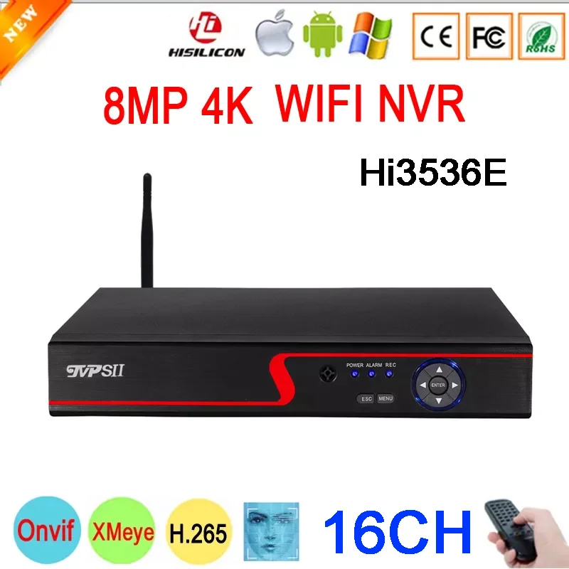 

Red Panel 12V 3A Hi3536E XMeye Audio H.265+ 8MP 4K 16CH 16 Channel Face Detection Onvif IP CCTV WIFI DVR NVR Video Recorder