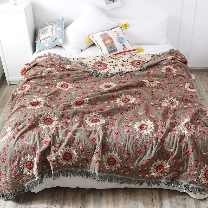 

Одеяло для дивана из чистого хлопка, тонкое покрывало для одного и двух диванов с принтом, универсальное полотенце для дивана, украшение для...