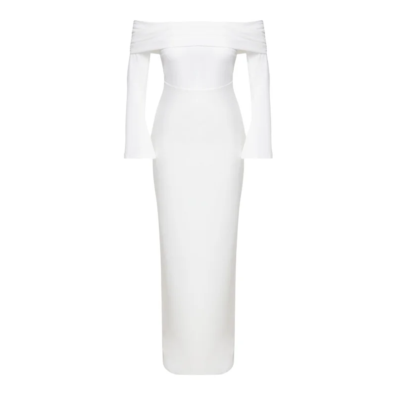 Trendyol TYZA Женские платья стандартного кроя с воротником-кармен однотонные