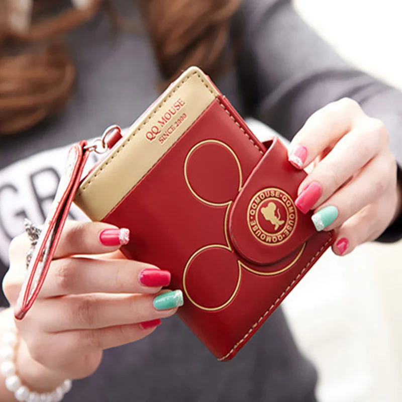 

Disney 2022 New Mickey Women's Wallet Pu Short Wallet Folding Multiple Card Slots Large Capacity High Quality Student Coin Purse