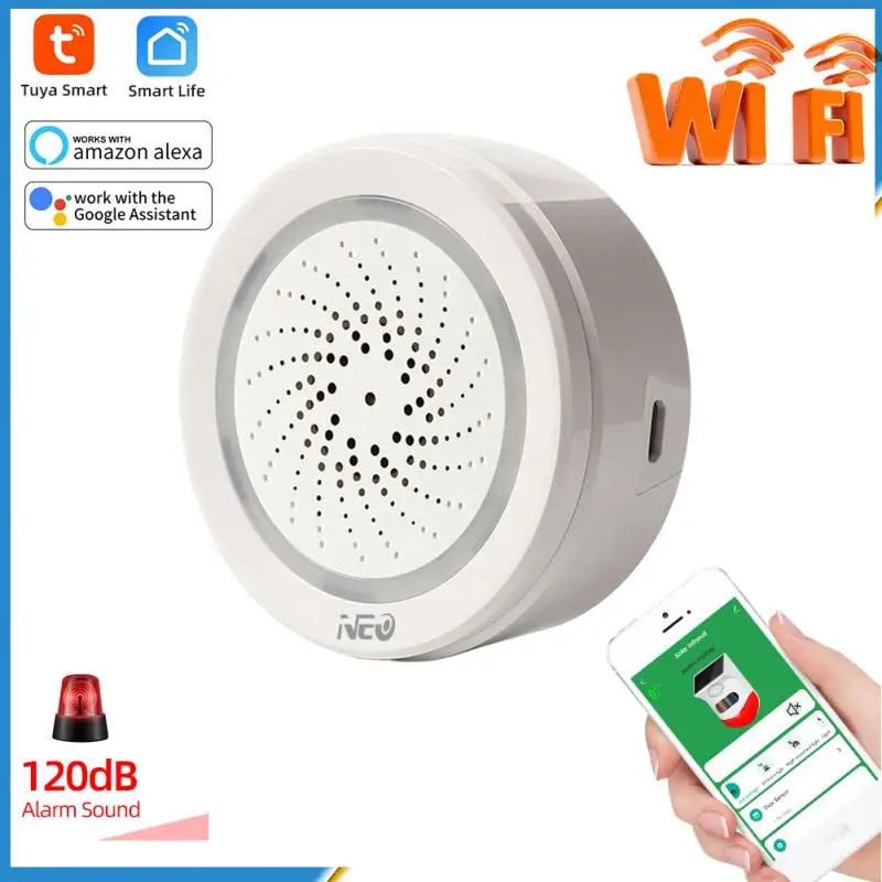 

Tuya WiFi Alarm Temperature 2 In 1 Smart Sensor Solar Alarm Sensor Voice Remote Control Smart Home Compatible With Google Home