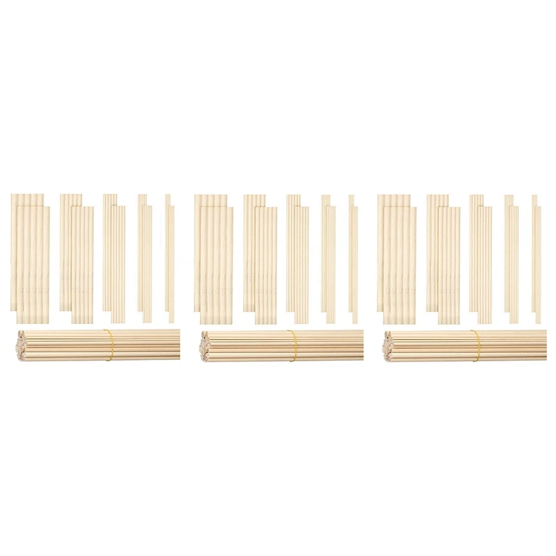 

300 Pieces Dowel Rods Wooden Dowel Rod Craft Wood1/8,3/16,1/4,5/16,3/8X6inch Sticks For Crafting DIY Wedding Ribbon Wand