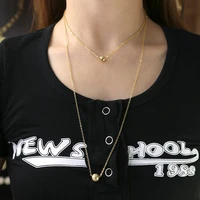 copper gold plated bead necklace for women thin chain choker 2022 trend new multi layered clavicle chain party jewelry wholesale