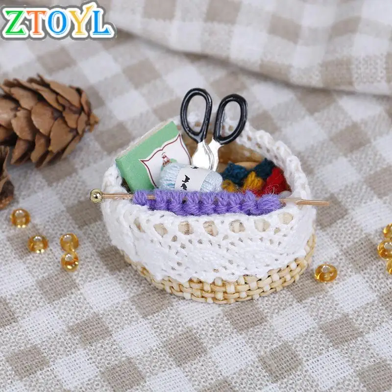 

New 1:12 Dollhouse Miniature Mini Wool Knitting Tool Doll Accessories Toy For Families Collectible Gift