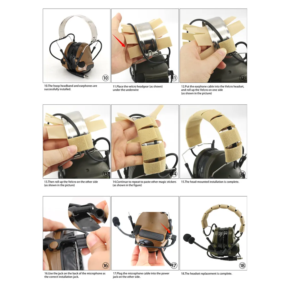 Tactcial Shooting Headphones Headband Head hoop bracket For Peltor Comtac I II III Tactical Headset Accessorie Headband Kit