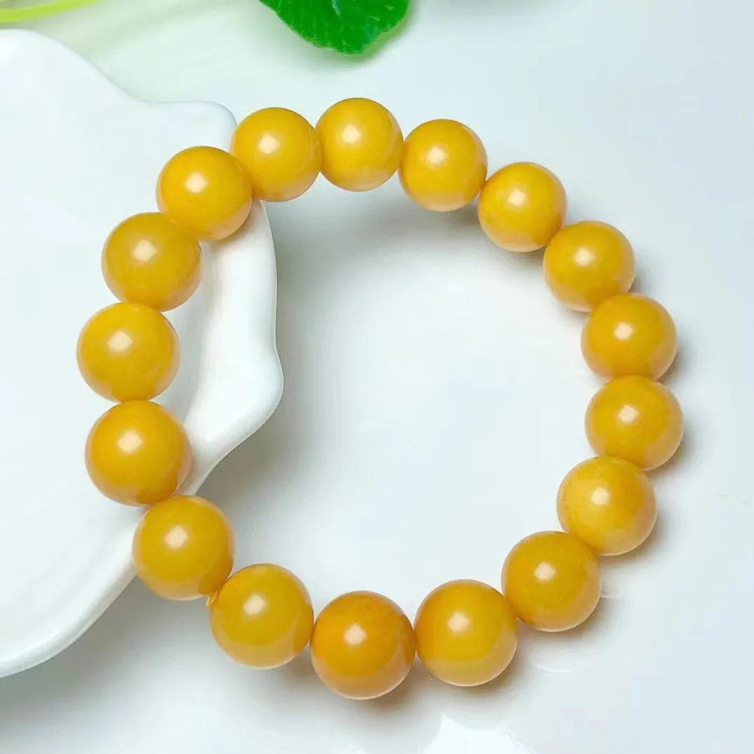 

Popular Selling Natural 10mm Beeswax Crystal Bead Bracelet For Women/Man Special Jewelry Present