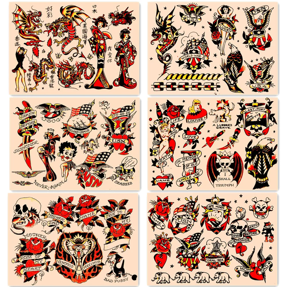 

Vintage Matte Kraft Paper Poster Print Painting Wall Sticker Home Decoration Creative Tattoo Design Pattern Art Work 30X42 CM