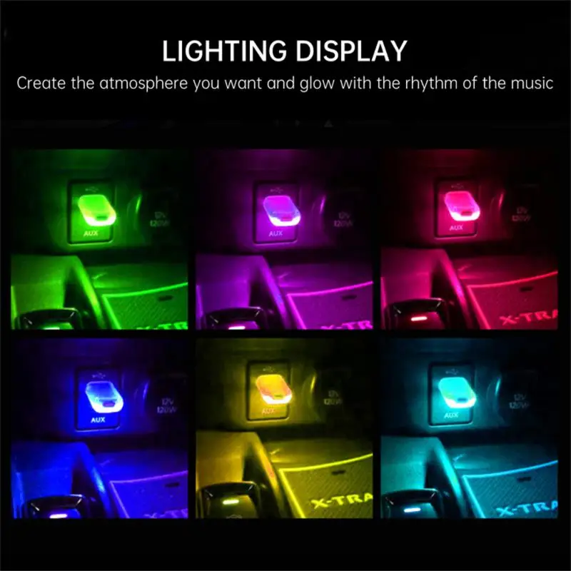 

Mini USB LED Car Light Auto Color Change Atmosphere Light Decorative Lamp Emergency Lighting PC Voice-activated Rhythm Lamps