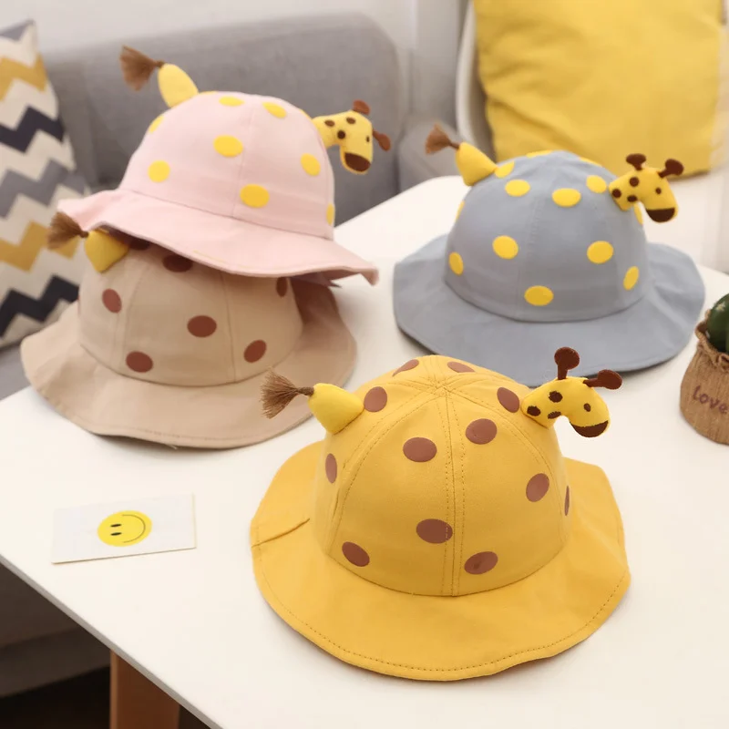 

Cute Spring Summer Cartoon Giraffe Baby Bucket Hat Cotton Fisherman Hats Baby Boys Girls Sun Cap for 1-3 Years Old Baby