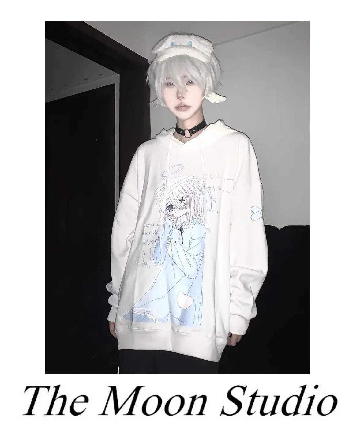 Новинка Осень-зима белая толстовка с капюшоном в виде ангельской девочки Женский