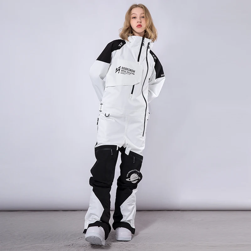 Women's and Men's Ski Suit Winter Outdoor Sports Warm One-piece Suit Waterproof Windproof Outdoor Sports Zipper Ski Suit