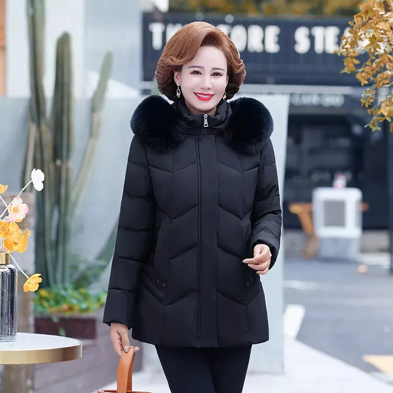 Women Parkas Cotton Padded Long Sleeve Ladies Casual Winter Jackets Black Color Pockets Thicken Outwear for Female 2021