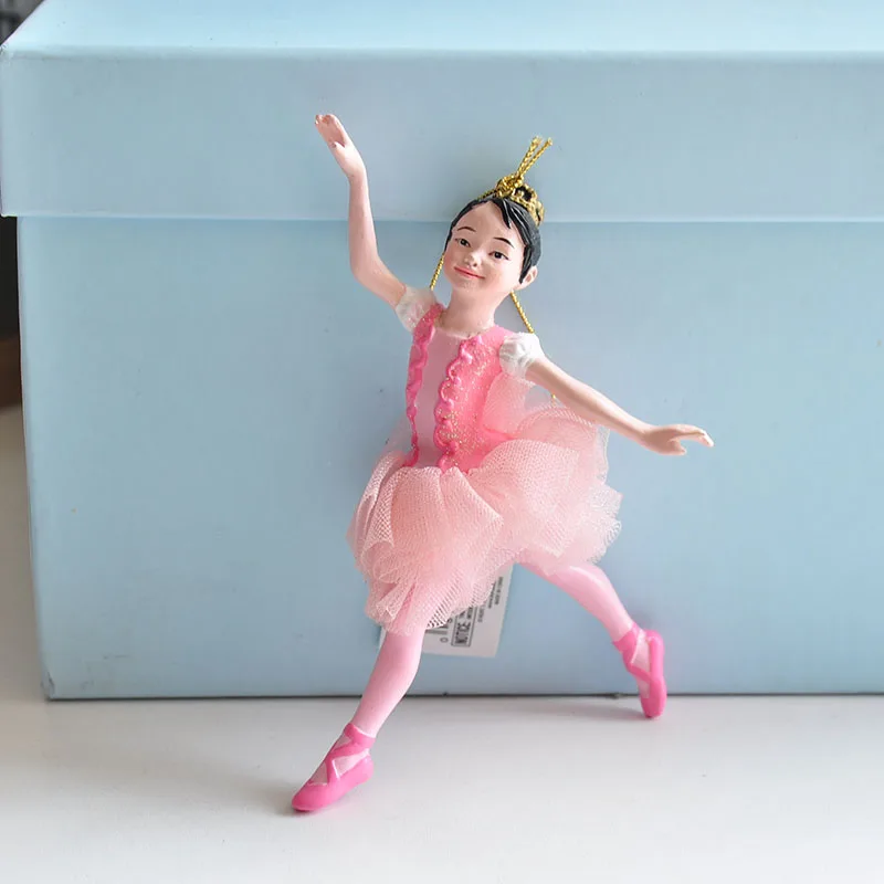 

13 см розовая цветная балетная танцовщица, фигурка девочки, кукла из твердой смолы, декоративная кукла