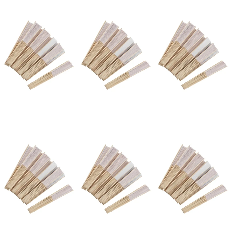 

60 Pcs 21Cm White Color Fabric Hand Fan, Silk Hand Fan Wedding Party Promotion Favor