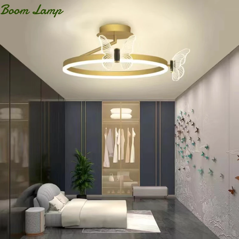 

Light Ceiling Nordic Bedroom Lamp Warm and Romantic Butterfly Creative Led Ceiling Lamp Modern Minimalist Atmospheric Room Lamps