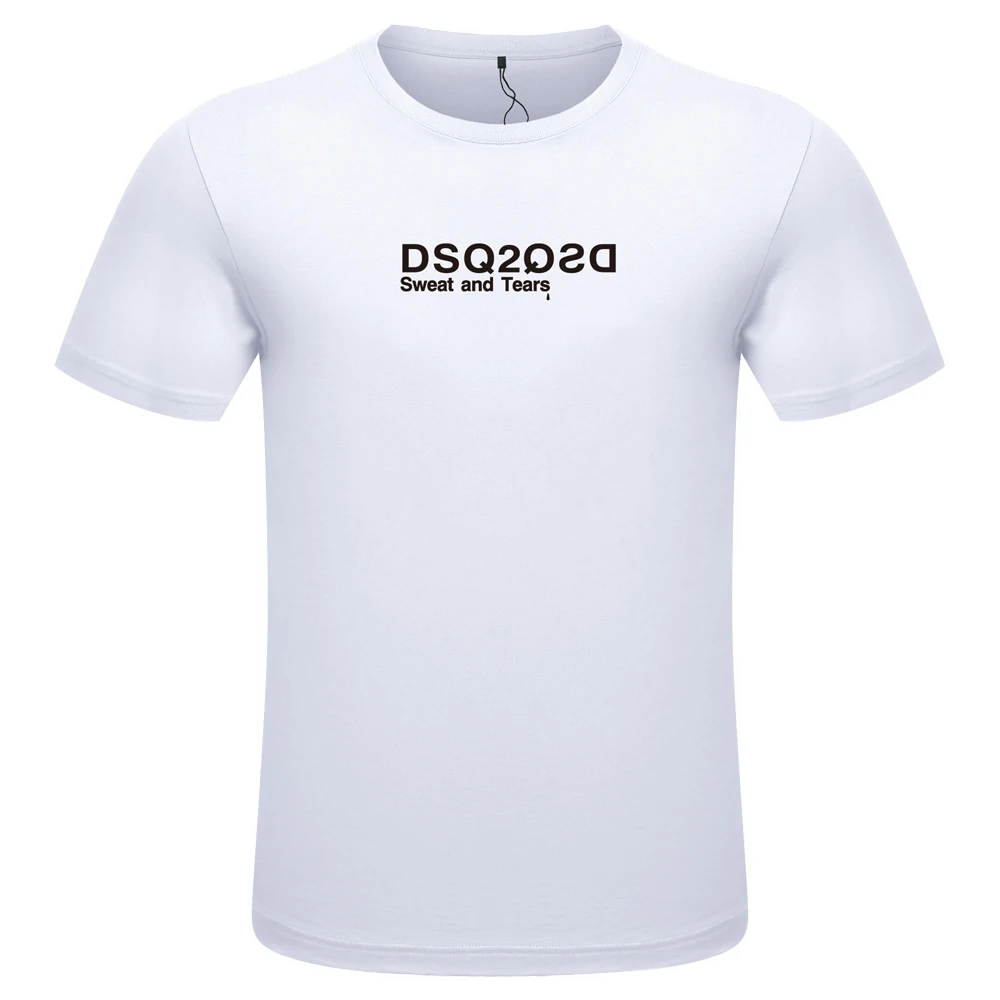 

Мужские футболки с принтом DSQ2 ICON DSQICON2 DSQ D2, брендовые классические модные тренды для простой улицы с коротким рукавом